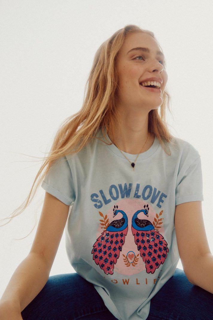 Women Slowlove T-Shirts | Graphic T-Shirt Blue