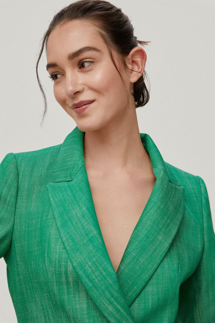 Women Pedro del Hierro Blazers | Double-Breasted Blazer Green