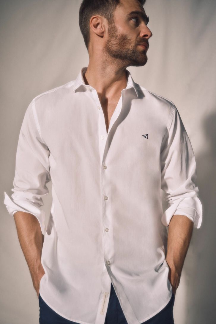 Men Ooto Shirts | Slim Plain Shirt White